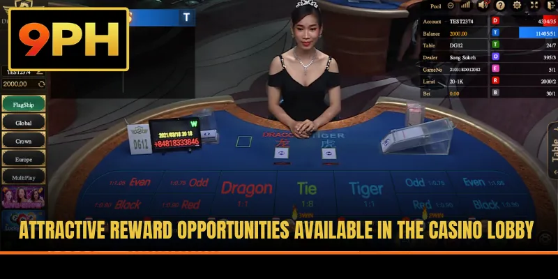 Attractive reward opportunities available in the casino lobby